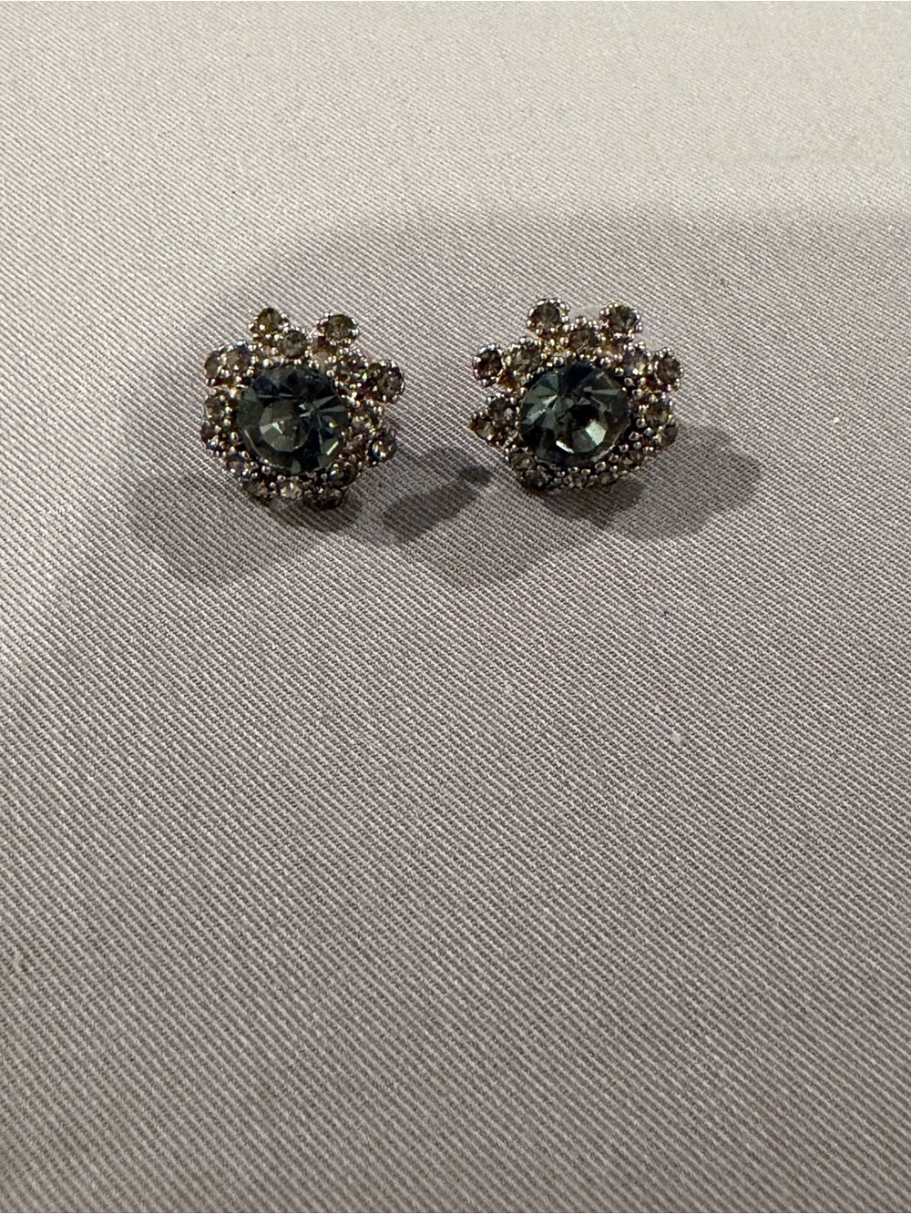 Crystal Cluster Stud Earrings in Smoky Gray